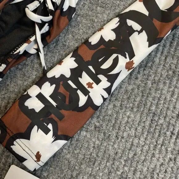 Hurley Women Small Brown Floral Long Sleeve One Piece Swimsuit Surf Rash Guard - Picture 4 of 10